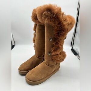 Australia Luxe Collective NWT Nordic Tall Shearling Chestnut Boots US 8 | EU 39